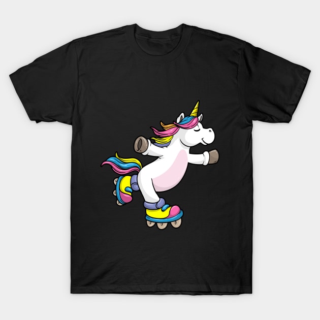 Unicorn as Inline Skater with Inline Skates T-Shirt by Markus Schnabel